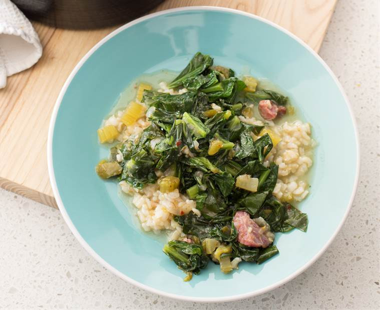plate of Collard Green Gumbo with Ham Hock