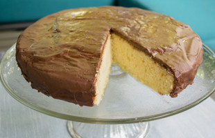 Frosted Cake on a cake plate