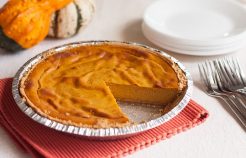 Pumpkin Cheese Pie in a pie dish
