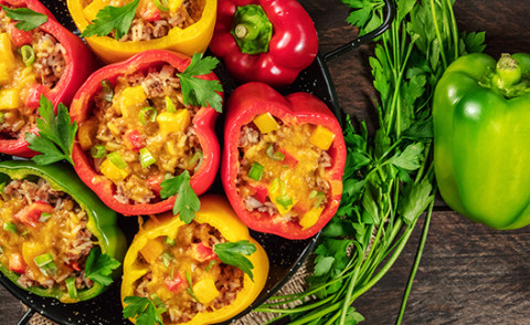 Peppers Stuffed with Rice and Beans on a plate