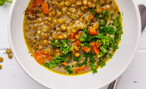 Slow Cooker Lentil Soup in a bowl