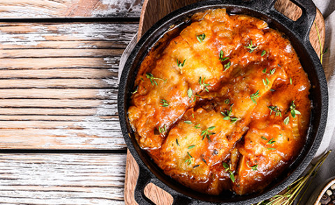 Spanish Baked Fish in a roasting pan