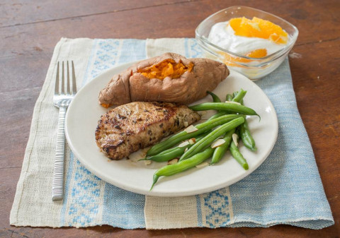 Greek Pork Chops on a plate