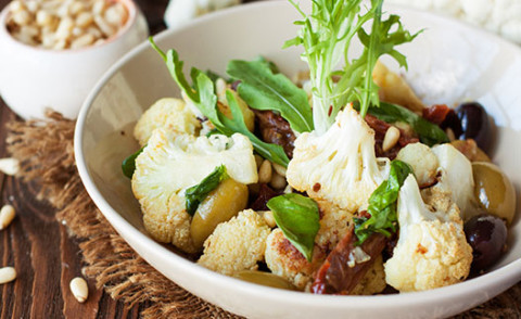 bowl of Hearty Vegetable Salad with Herb Dressing