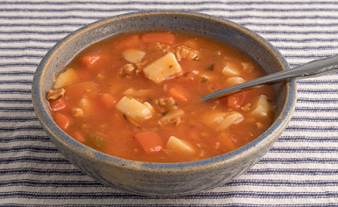 Manhattan Clam Chowder in a bowl
