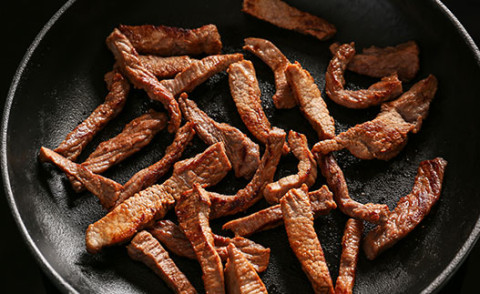 Marinated Beef in a pan