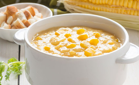 Microwave Potato Corn Chowder in a bowl
