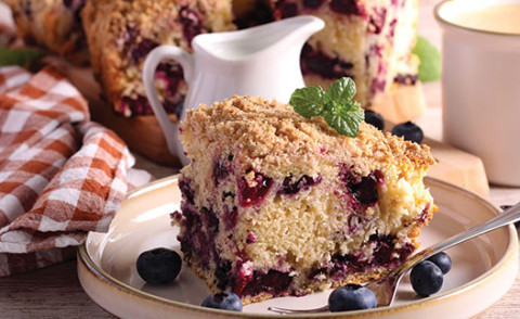 Blueberry Coffee Cake on a plate