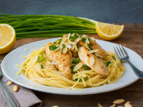 Zingy Lemon Chicken Pasta on a plate