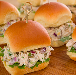 Tuna Slider with Green Chiles on a plate