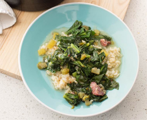 plate of Collard Green Gumbo with Ham Hock