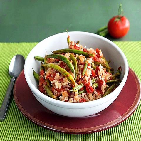Green Bean and Rice Casserole in a bowl