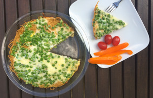freshly cooked Pasta Frittata with Peas